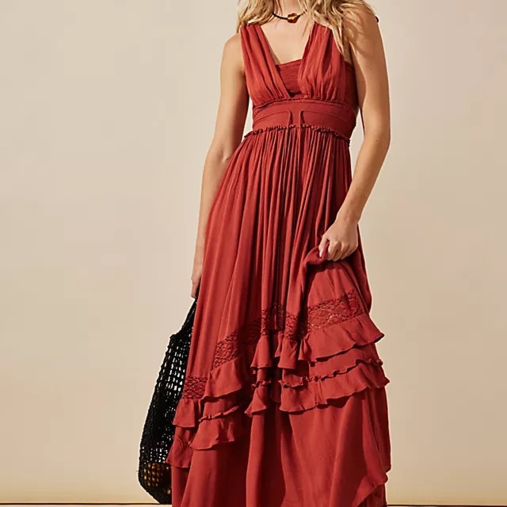 Free People Santa Maria Maxi Dress in Terracotta (M)